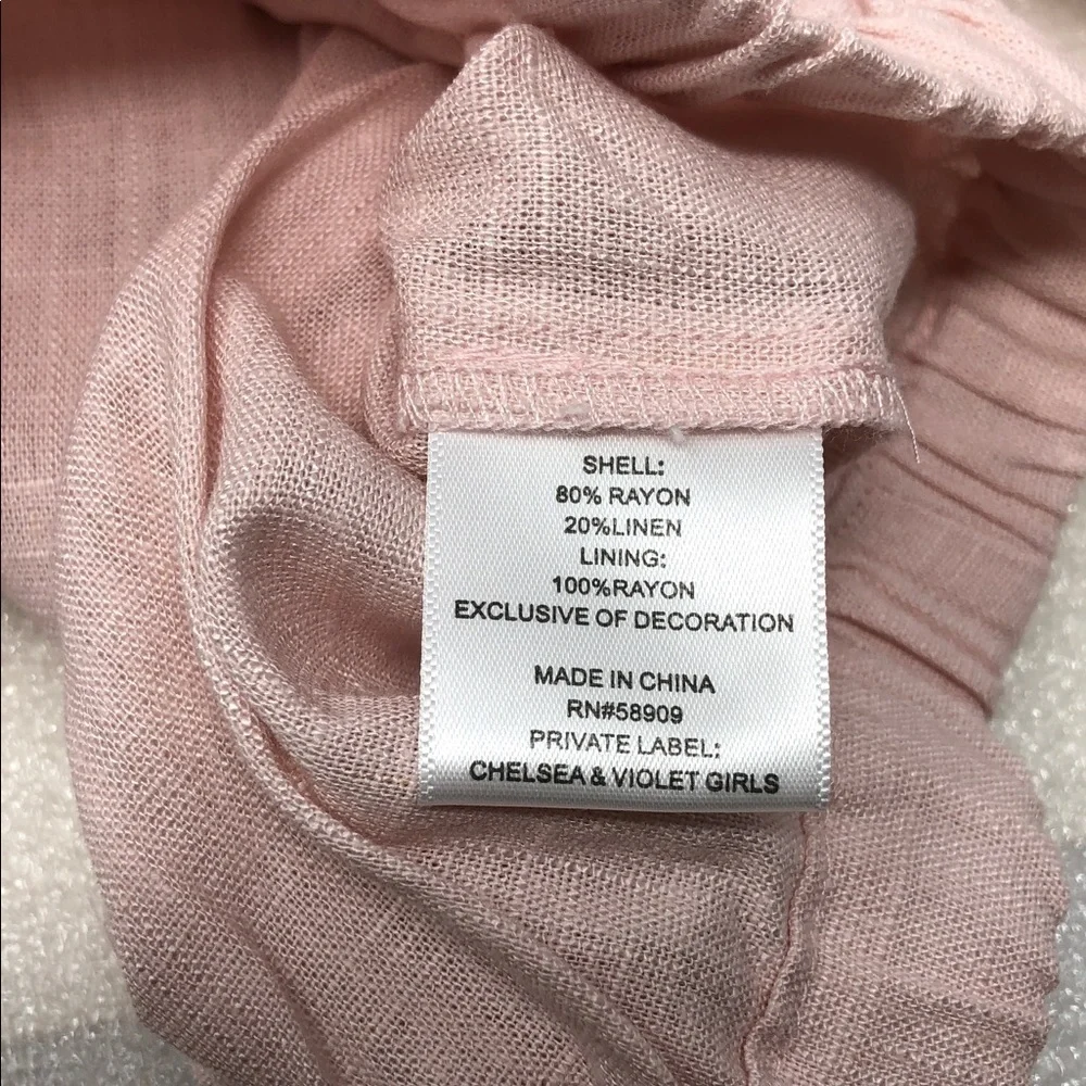 NEW Chelsea & Violet Blouse Linen Blend Blush Pink Lace Neckline Size M 10/12